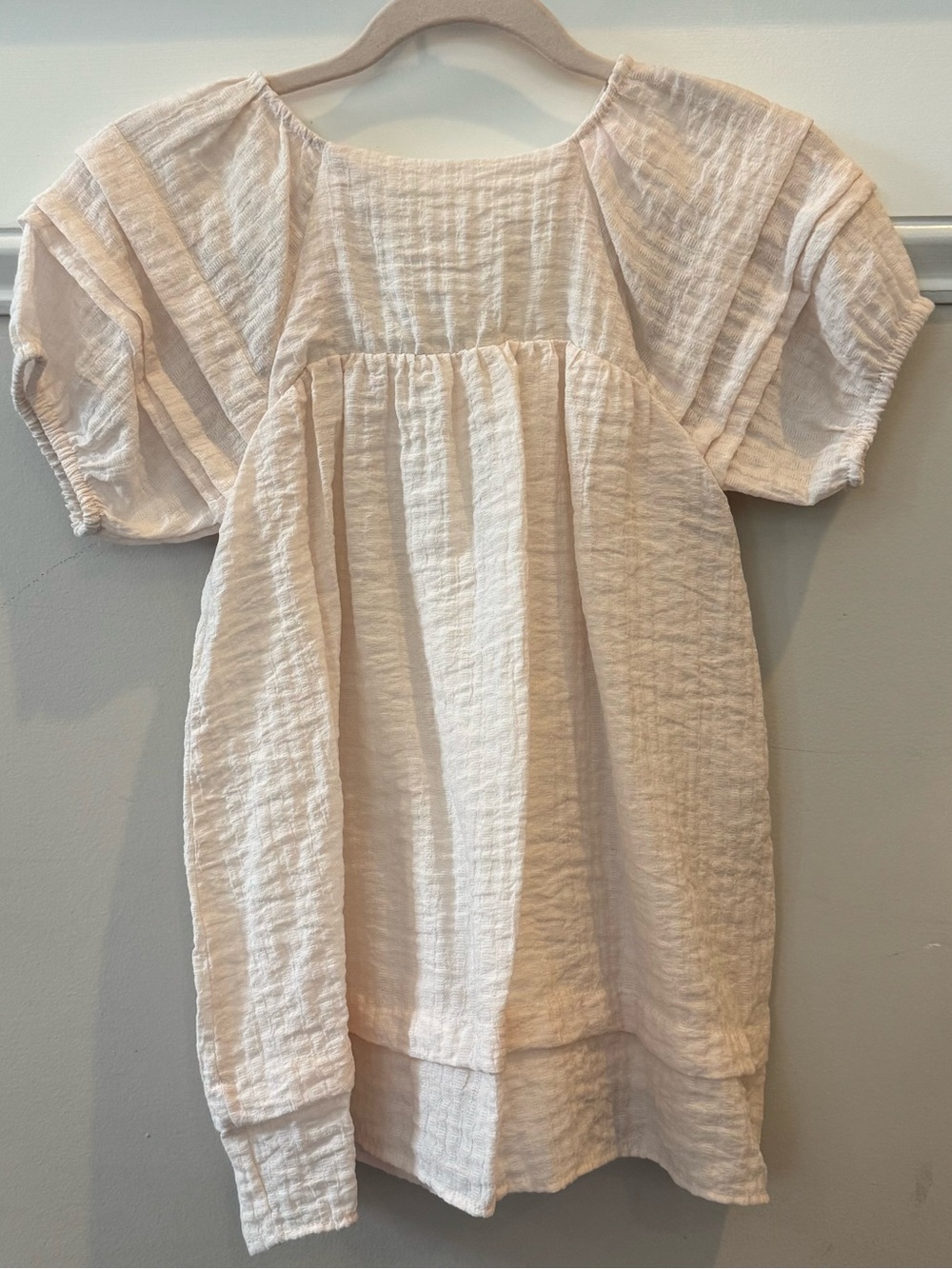 Zara Baby Girls 18-24M Ivory Puff Sleeve Textured Dress